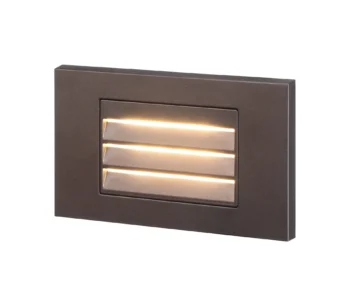 Upright Pillbox Louvered Step & Deck Light - Black lights on